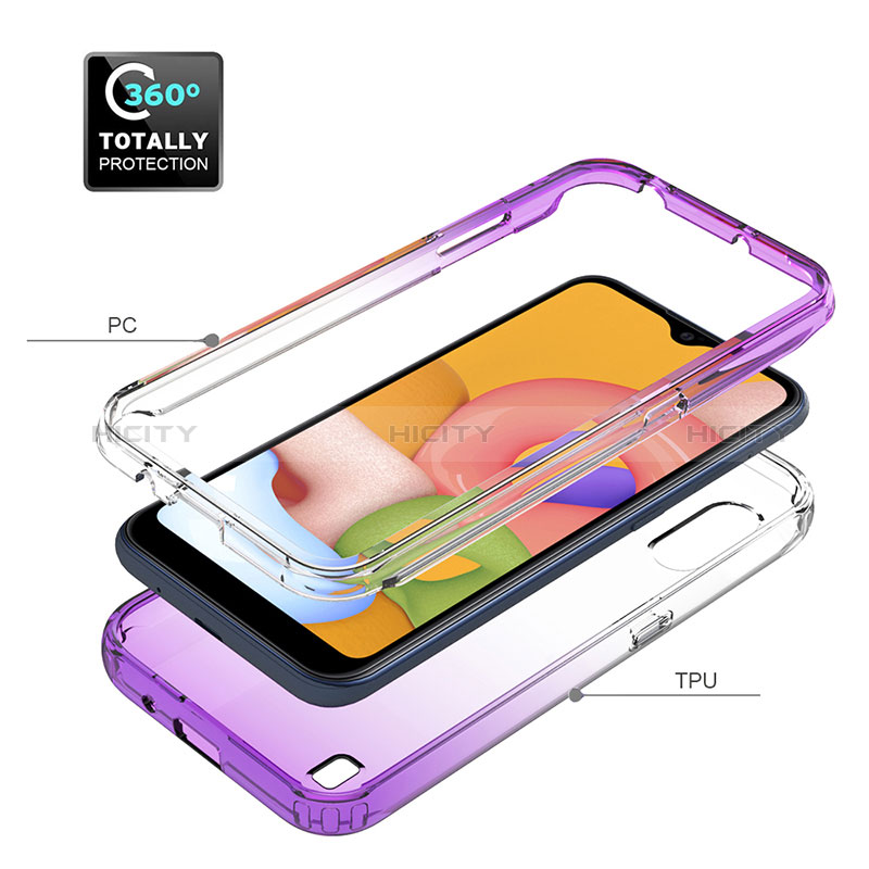 Ultra-thin Transparent Gel Gradient Soft Matte Finish Front and Back Case 360 Degrees Cover for Samsung Galaxy A01 SM-A015