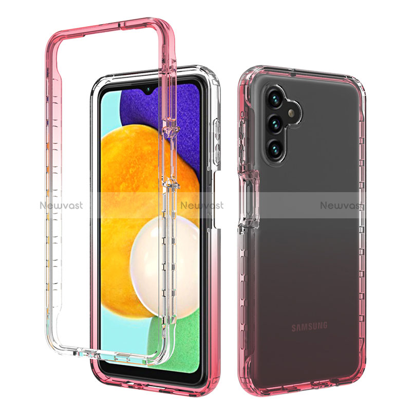 Ultra-thin Transparent Gel Gradient Soft Matte Finish Front and Back Case 360 Degrees Cover for Samsung Galaxy A04s Red