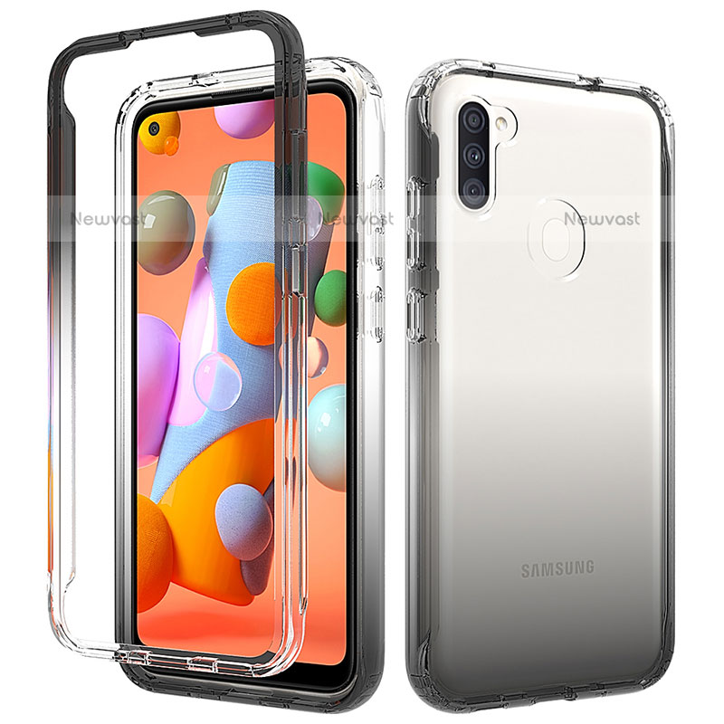 Ultra-thin Transparent Gel Gradient Soft Matte Finish Front and Back Case 360 Degrees Cover for Samsung Galaxy A11 Dark Gray
