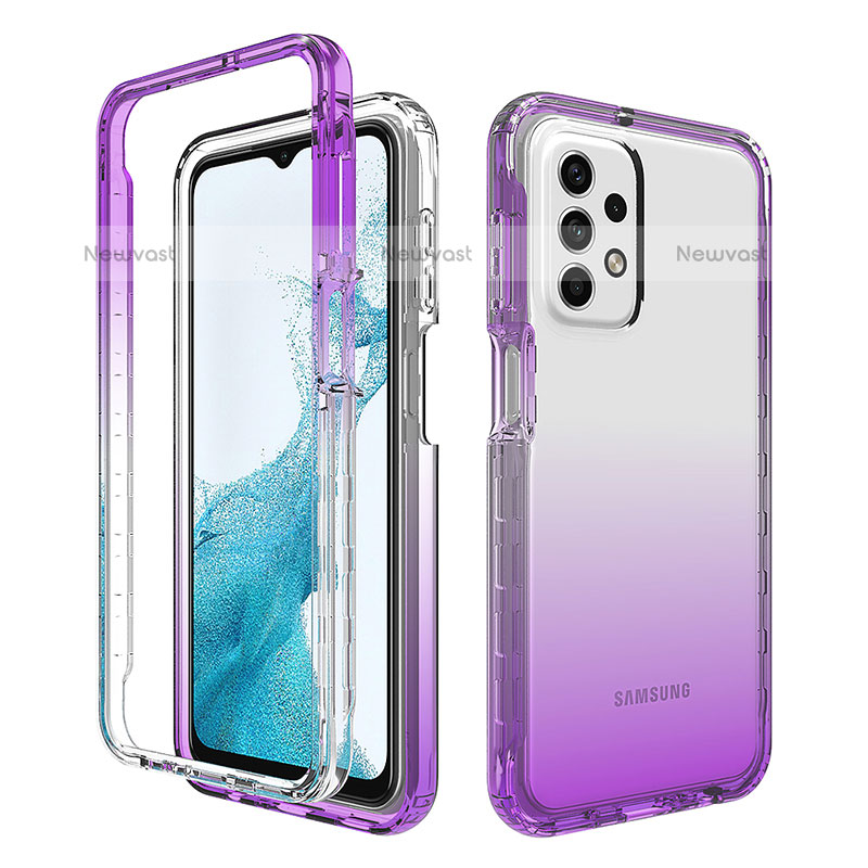 Ultra-thin Transparent Gel Gradient Soft Matte Finish Front and Back Case 360 Degrees Cover for Samsung Galaxy A23 5G Purple