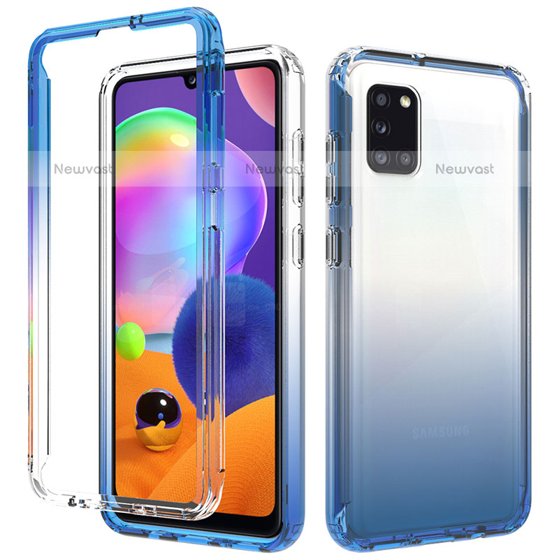 Ultra-thin Transparent Gel Gradient Soft Matte Finish Front and Back Case 360 Degrees Cover for Samsung Galaxy A31 Blue