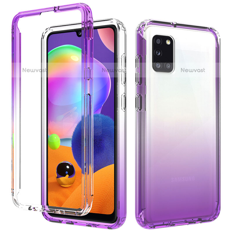 Ultra-thin Transparent Gel Gradient Soft Matte Finish Front and Back Case 360 Degrees Cover for Samsung Galaxy A31 Purple