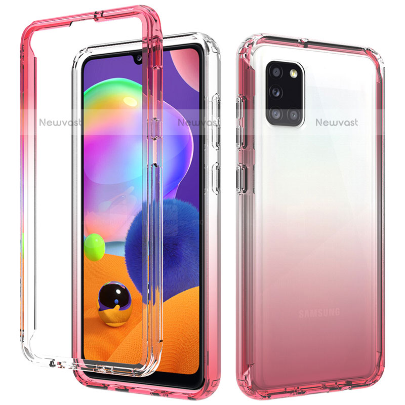 Ultra-thin Transparent Gel Gradient Soft Matte Finish Front and Back Case 360 Degrees Cover for Samsung Galaxy A31 Red