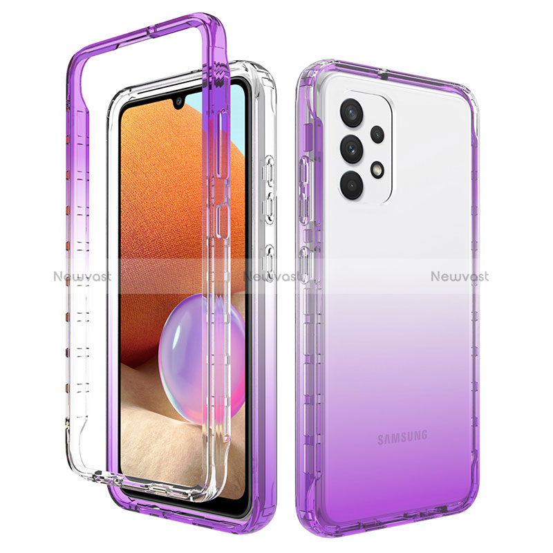 Ultra-thin Transparent Gel Gradient Soft Matte Finish Front and Back Case 360 Degrees Cover for Samsung Galaxy A32 4G Purple