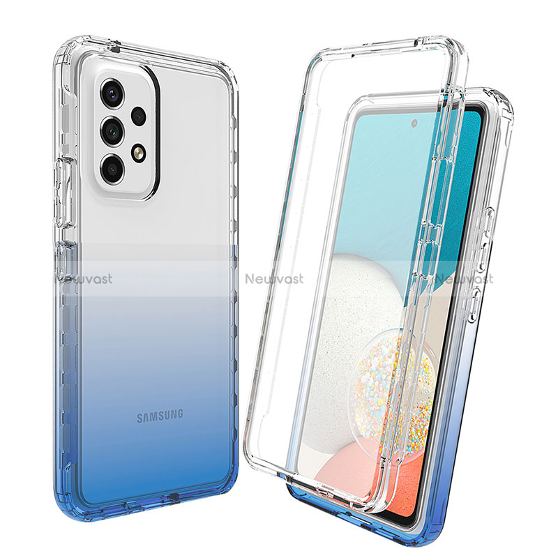 Ultra-thin Transparent Gel Gradient Soft Matte Finish Front and Back Case 360 Degrees Cover for Samsung Galaxy A33 5G Blue