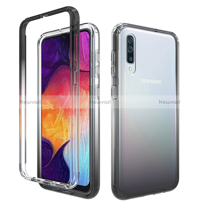 Ultra-thin Transparent Gel Gradient Soft Matte Finish Front and Back Case 360 Degrees Cover for Samsung Galaxy A50 Dark Gray
