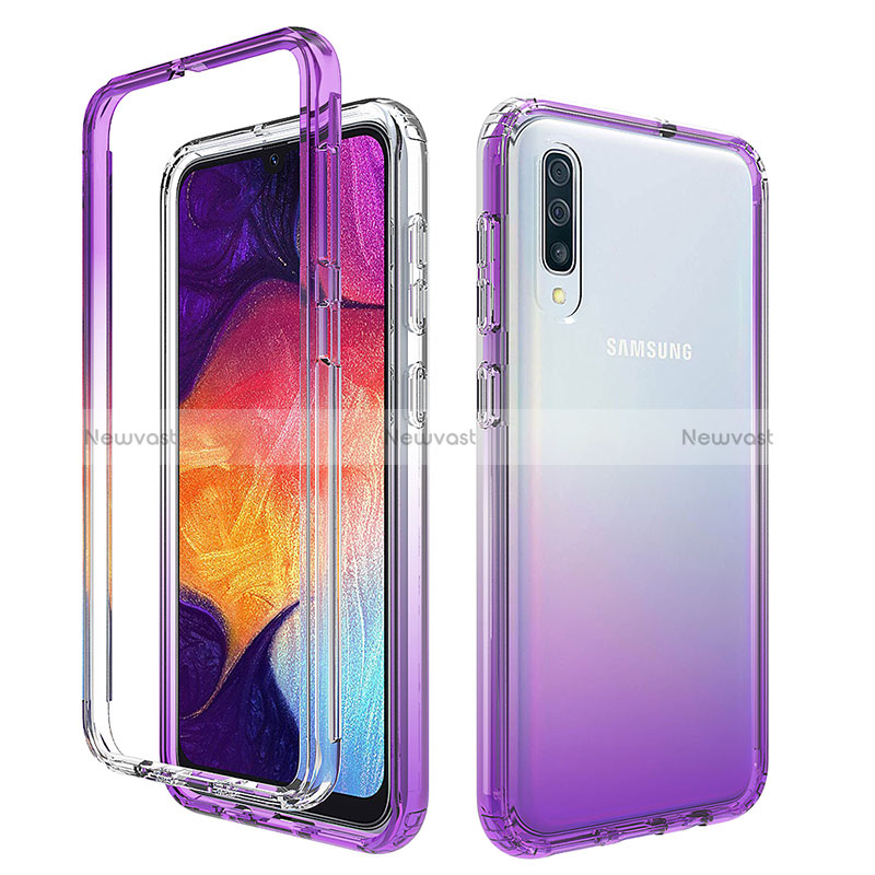 Ultra-thin Transparent Gel Gradient Soft Matte Finish Front and Back Case 360 Degrees Cover for Samsung Galaxy A50 Purple