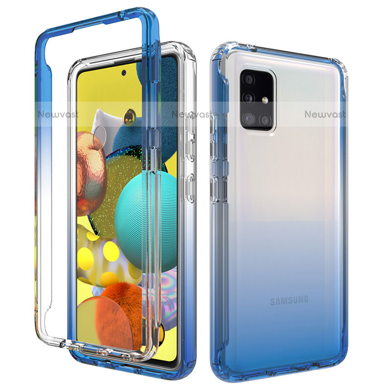 Ultra-thin Transparent Gel Gradient Soft Matte Finish Front and Back Case 360 Degrees Cover for Samsung Galaxy A51 4G Blue