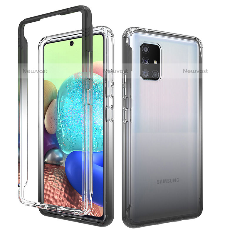 Ultra-thin Transparent Gel Gradient Soft Matte Finish Front and Back Case 360 Degrees Cover for Samsung Galaxy A71 4G A715 Dark Gray