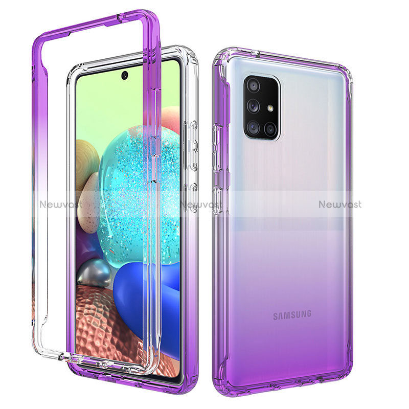 Ultra-thin Transparent Gel Gradient Soft Matte Finish Front and Back Case 360 Degrees Cover for Samsung Galaxy A71 5G Purple