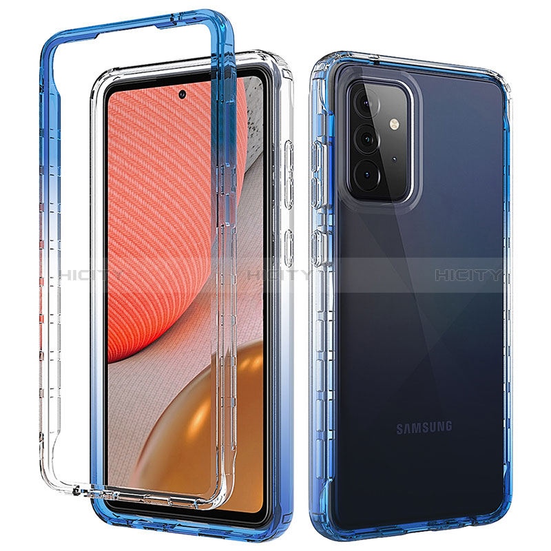 Ultra-thin Transparent Gel Gradient Soft Matte Finish Front and Back Case 360 Degrees Cover for Samsung Galaxy A72 5G Blue