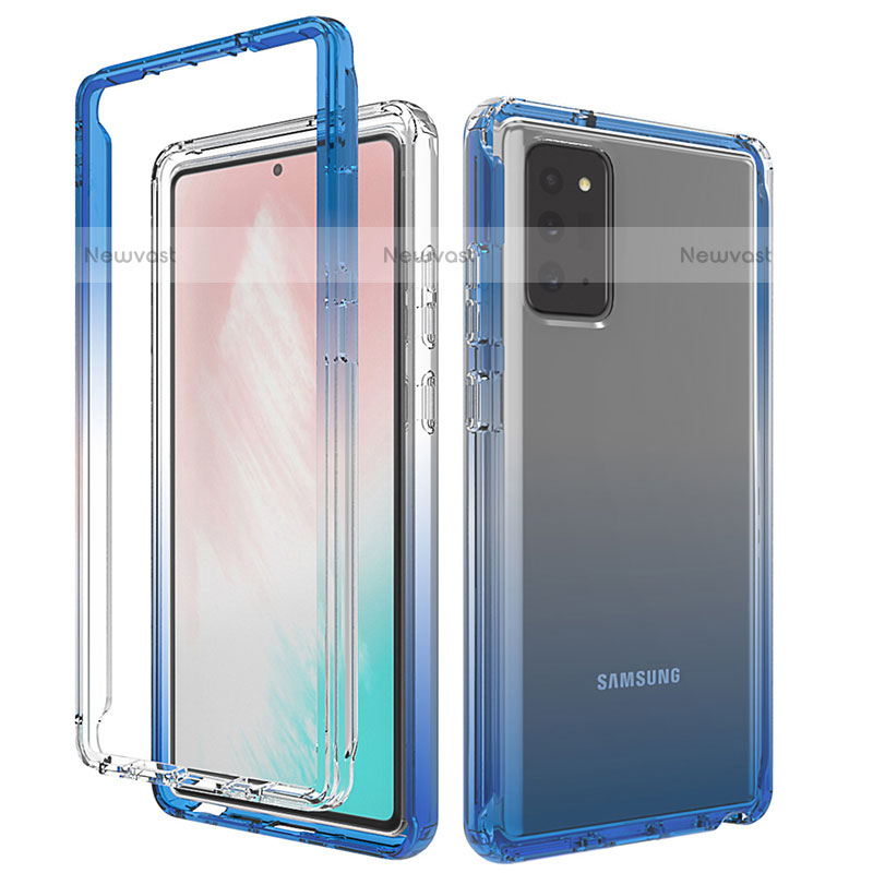 Ultra-thin Transparent Gel Gradient Soft Matte Finish Front and Back Case 360 Degrees Cover for Samsung Galaxy Note 20 5G Blue