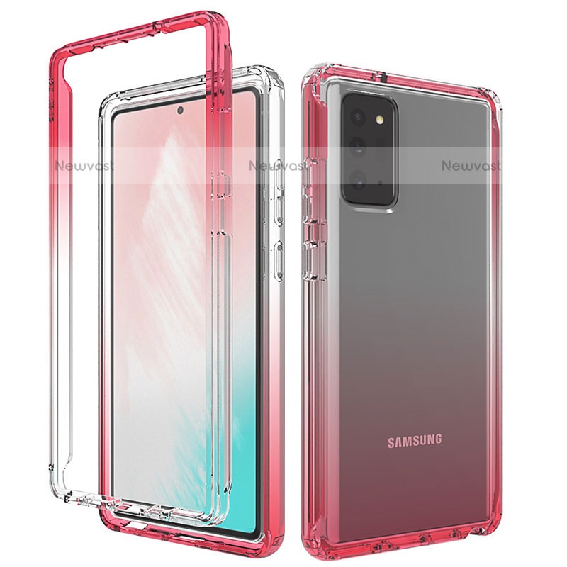 Ultra-thin Transparent Gel Gradient Soft Matte Finish Front and Back Case 360 Degrees Cover for Samsung Galaxy Note 20 5G Red