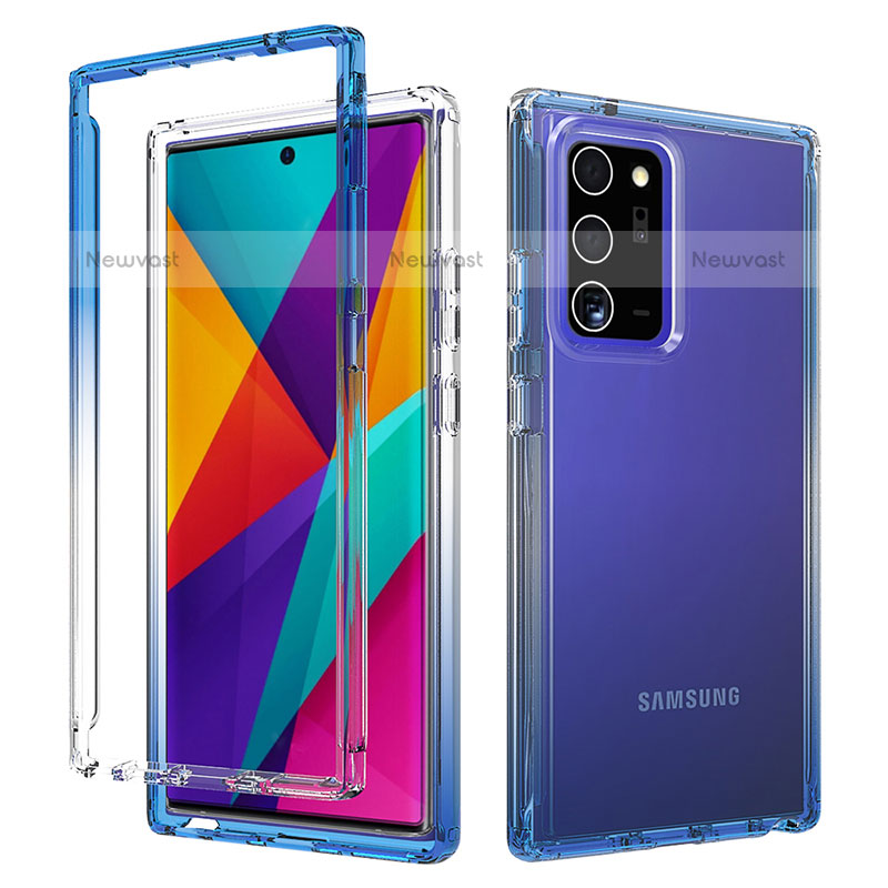 Ultra-thin Transparent Gel Gradient Soft Matte Finish Front and Back Case 360 Degrees Cover for Samsung Galaxy Note 20 Ultra 5G Blue