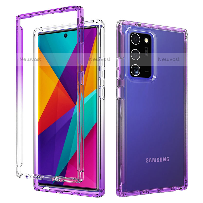 Ultra-thin Transparent Gel Gradient Soft Matte Finish Front and Back Case 360 Degrees Cover for Samsung Galaxy Note 20 Ultra 5G Purple