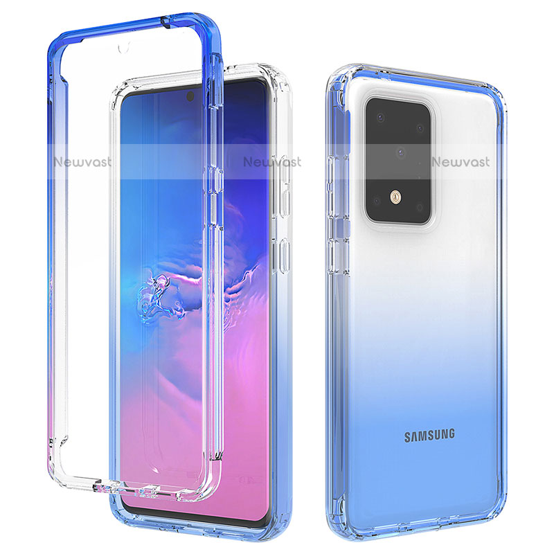 Ultra-thin Transparent Gel Gradient Soft Matte Finish Front and Back Case 360 Degrees Cover for Samsung Galaxy S20 Ultra 5G Blue
