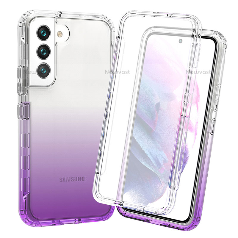 Ultra-thin Transparent Gel Gradient Soft Matte Finish Front and Back Case 360 Degrees Cover for Samsung Galaxy S21 FE 5G Purple