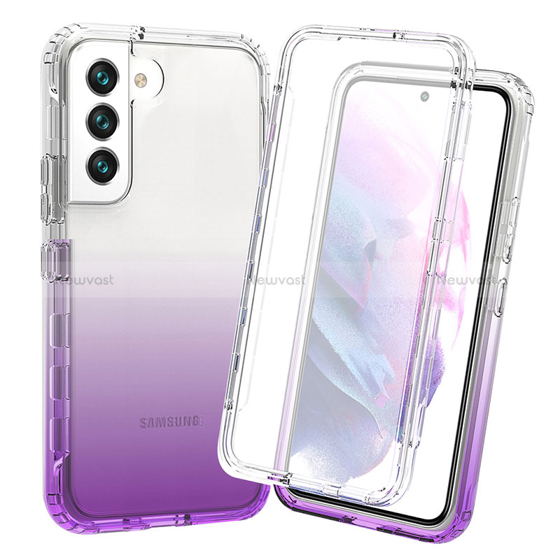 Ultra-thin Transparent Gel Gradient Soft Matte Finish Front and Back Case 360 Degrees Cover for Samsung Galaxy S22 Plus 5G Purple