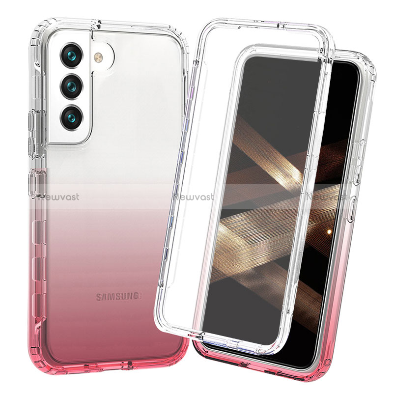 Ultra-thin Transparent Gel Gradient Soft Matte Finish Front and Back Case 360 Degrees Cover for Samsung Galaxy S24 Plus 5G Red
