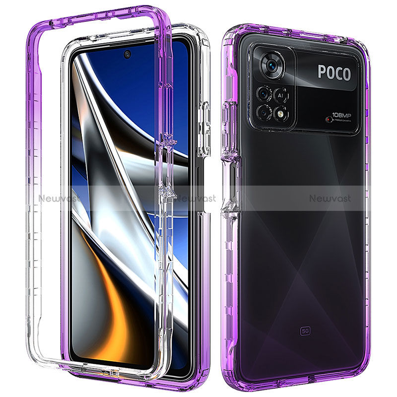 Ultra-thin Transparent Gel Gradient Soft Matte Finish Front and Back Case 360 Degrees Cover for Xiaomi Poco X4 Pro 5G Purple