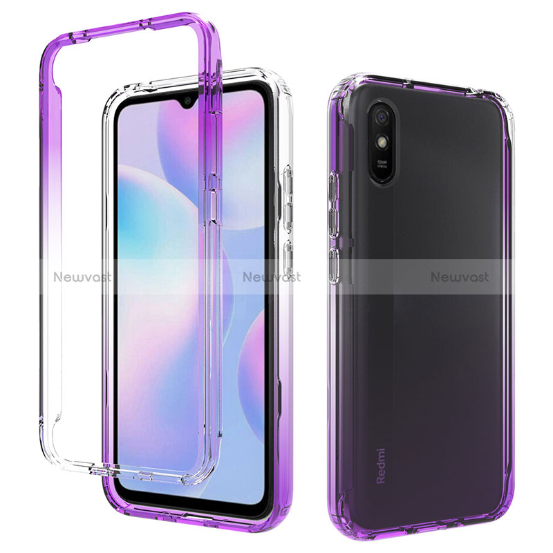 Ultra-thin Transparent Gel Gradient Soft Matte Finish Front and Back Case 360 Degrees Cover for Xiaomi Redmi 9A
