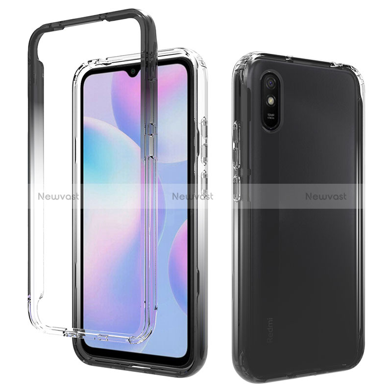 Ultra-thin Transparent Gel Gradient Soft Matte Finish Front and Back Case 360 Degrees Cover for Xiaomi Redmi 9A Dark Gray