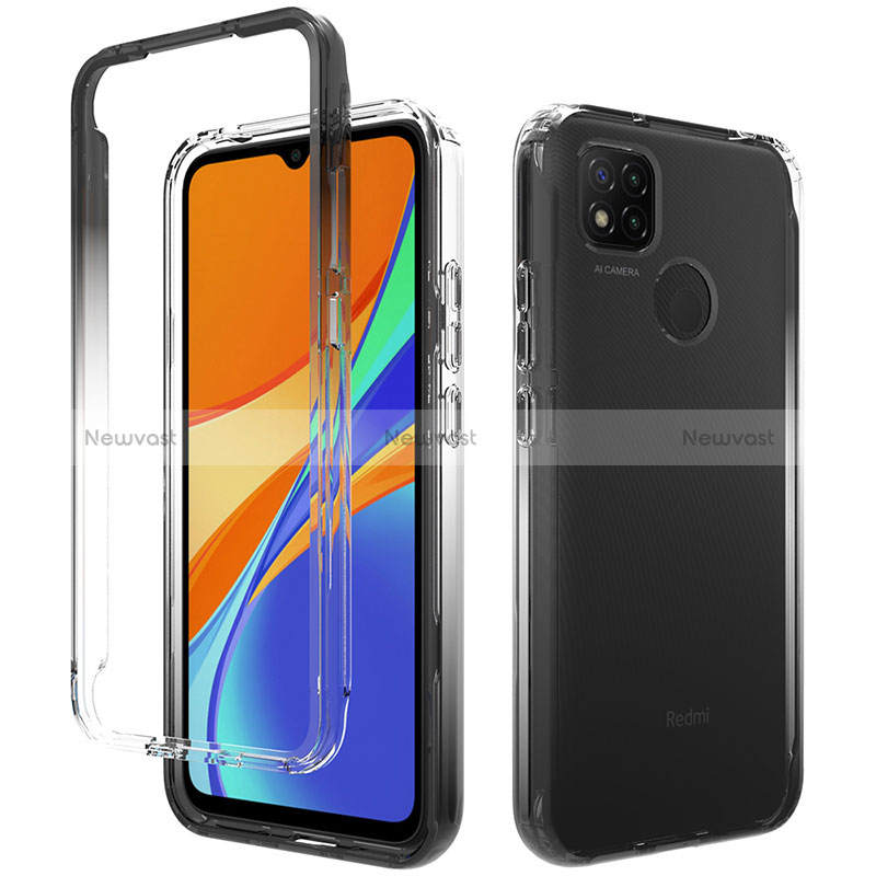 Ultra-thin Transparent Gel Gradient Soft Matte Finish Front and Back Case 360 Degrees Cover for Xiaomi Redmi 9C Blue