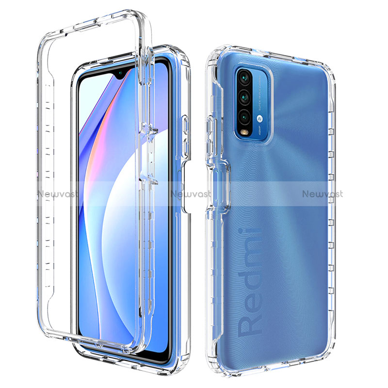 Ultra-thin Transparent Gel Gradient Soft Matte Finish Front and Back Case 360 Degrees Cover for Xiaomi Redmi 9T 4G Clear