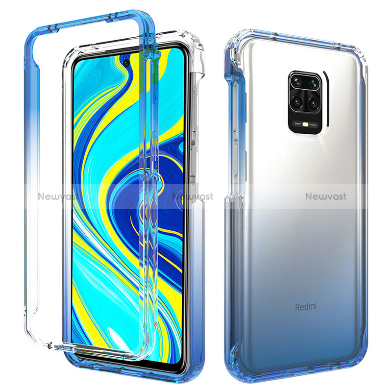 Ultra-thin Transparent Gel Gradient Soft Matte Finish Front and Back Case 360 Degrees Cover for Xiaomi Redmi Note 9 Pro Max Blue