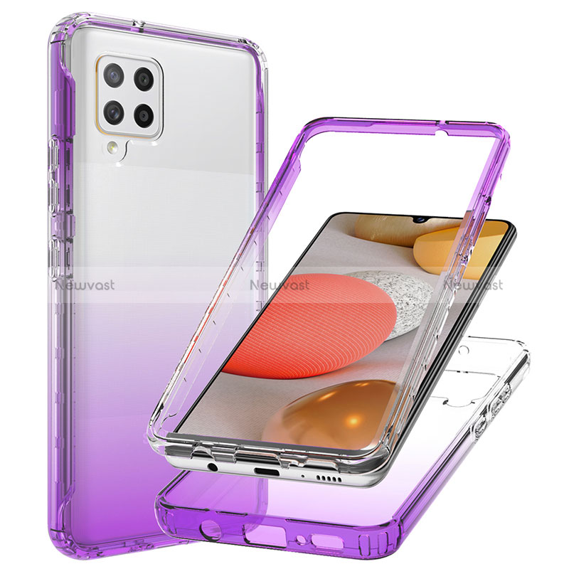 Ultra-thin Transparent Gel Gradient Soft Matte Finish Front and Back Case 360 Degrees Cover JX1 for Samsung Galaxy A42 5G Purple
