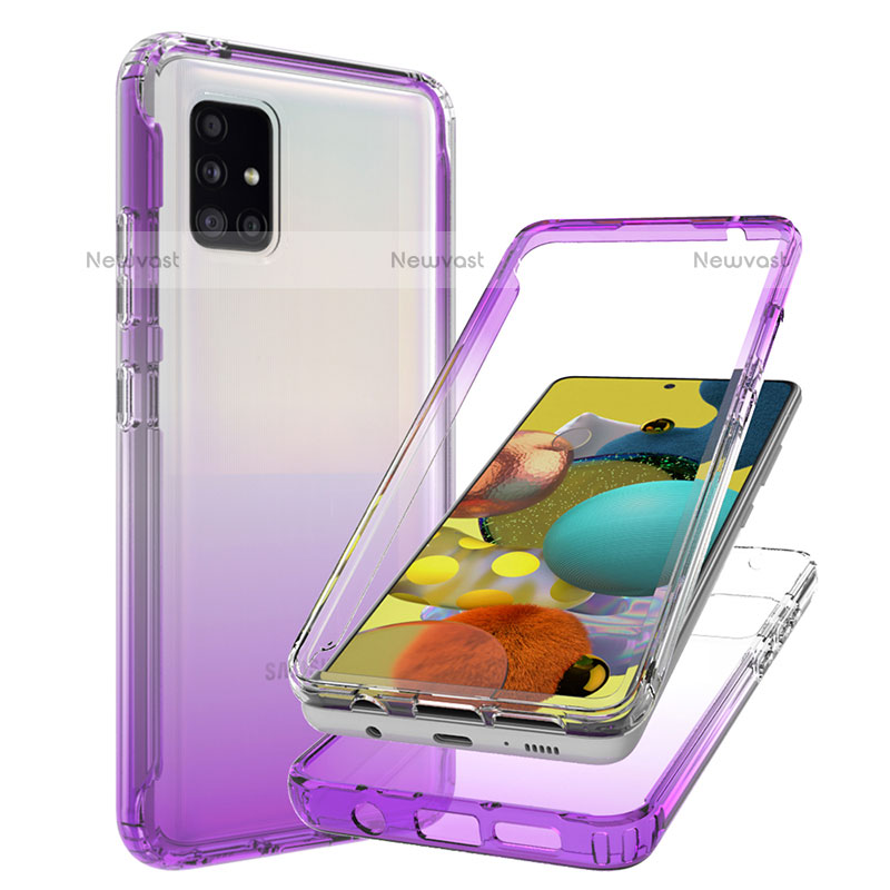 Ultra-thin Transparent Gel Gradient Soft Matte Finish Front and Back Case 360 Degrees Cover JX1 for Samsung Galaxy A51 4G