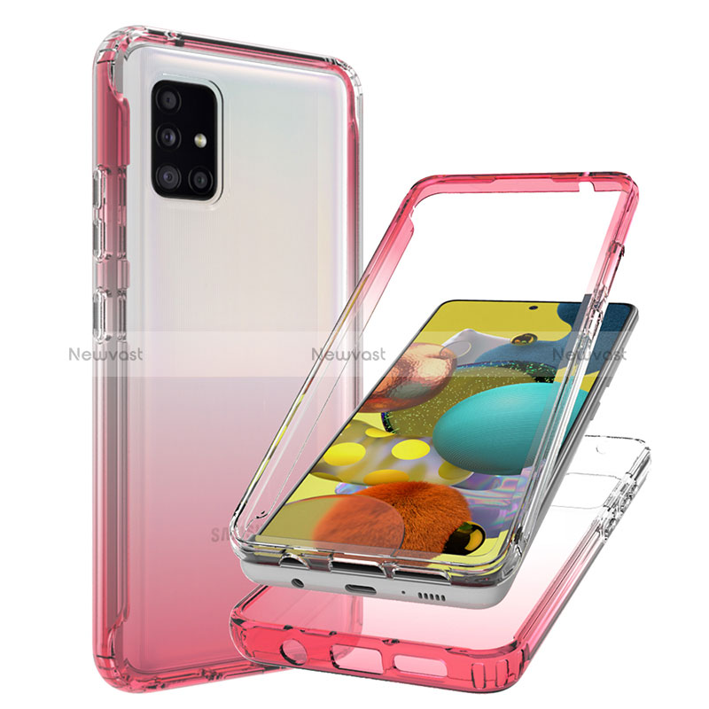 Ultra-thin Transparent Gel Gradient Soft Matte Finish Front and Back Case 360 Degrees Cover JX1 for Samsung Galaxy A51 5G