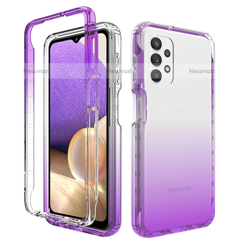 Ultra-thin Transparent Gel Gradient Soft Matte Finish Front and Back Case 360 Degrees Cover JX1 for Samsung Galaxy M32 5G Purple