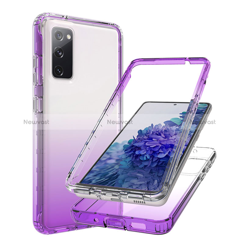 Ultra-thin Transparent Gel Gradient Soft Matte Finish Front and Back Case 360 Degrees Cover JX1 for Samsung Galaxy S20 FE 5G Purple