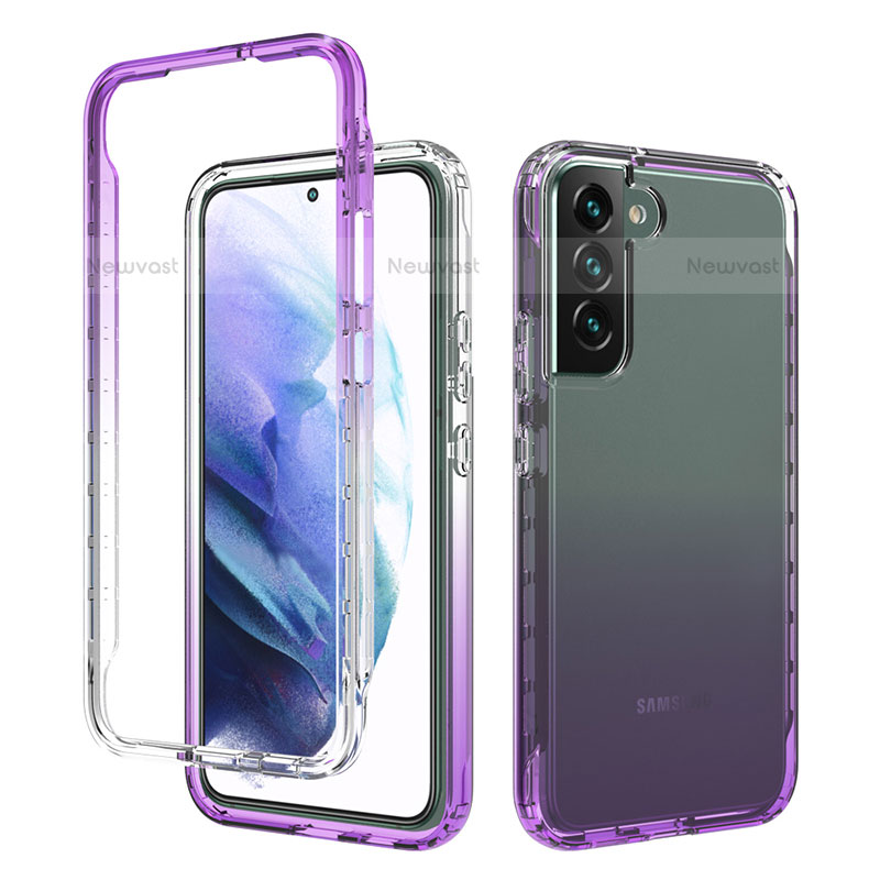 Ultra-thin Transparent Gel Gradient Soft Matte Finish Front and Back Case 360 Degrees Cover M01 for Samsung Galaxy S22 5G Purple