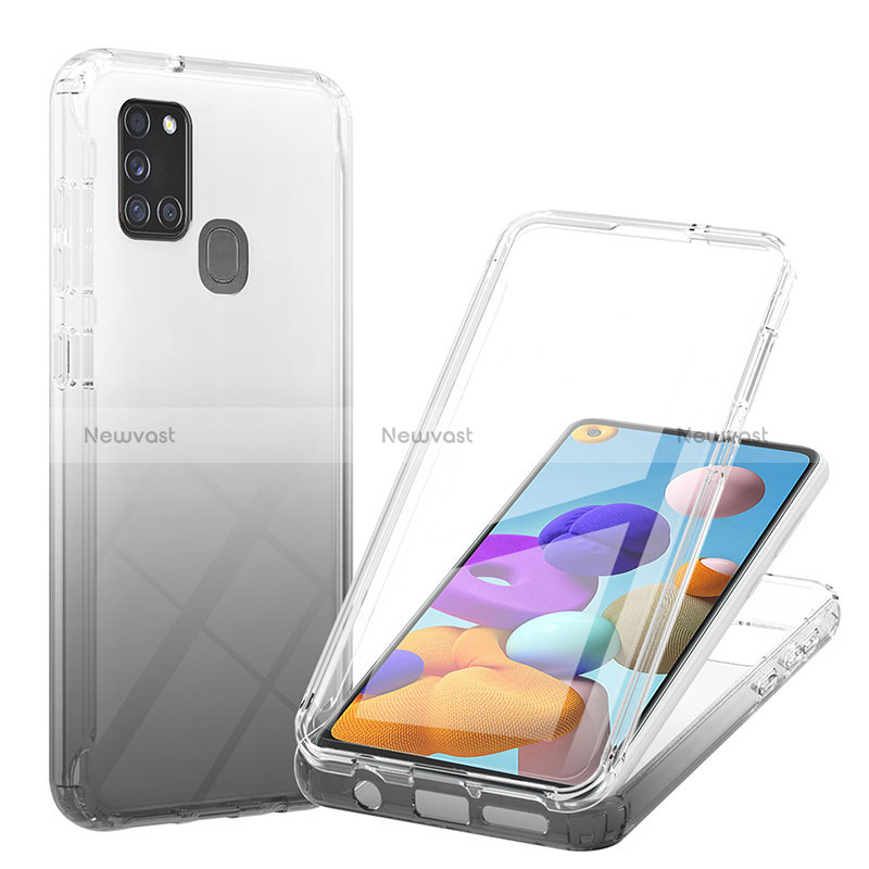 Ultra-thin Transparent Gel Gradient Soft Matte Finish Front and Back Case 360 Degrees Cover YB1 for Samsung Galaxy A21s