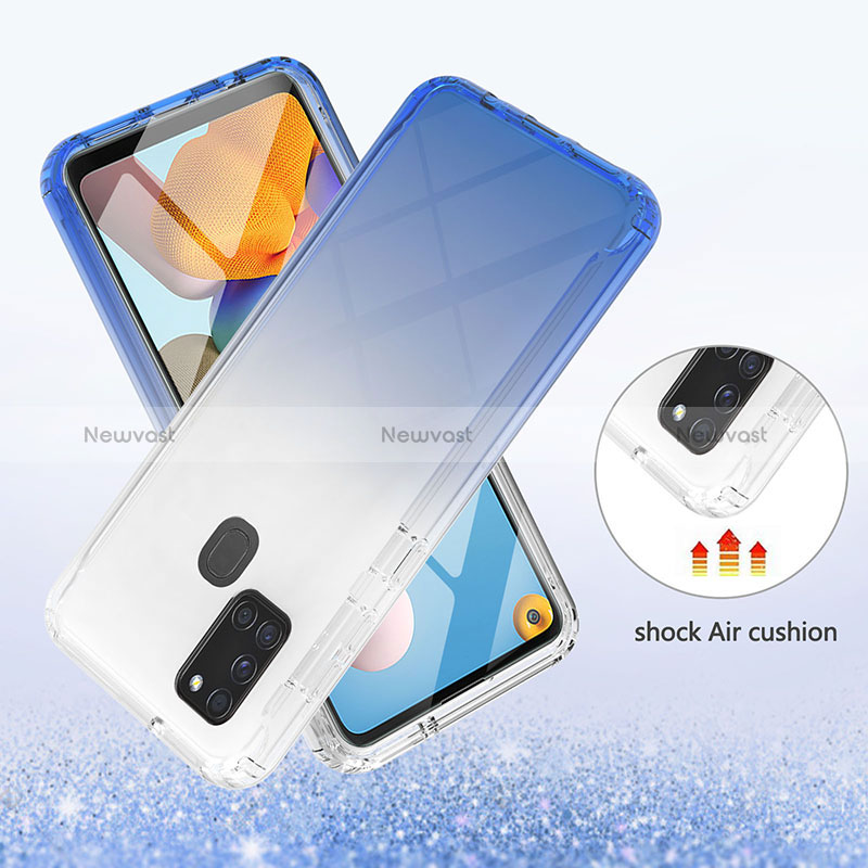 Ultra-thin Transparent Gel Gradient Soft Matte Finish Front and Back Case 360 Degrees Cover YB1 for Samsung Galaxy A21s