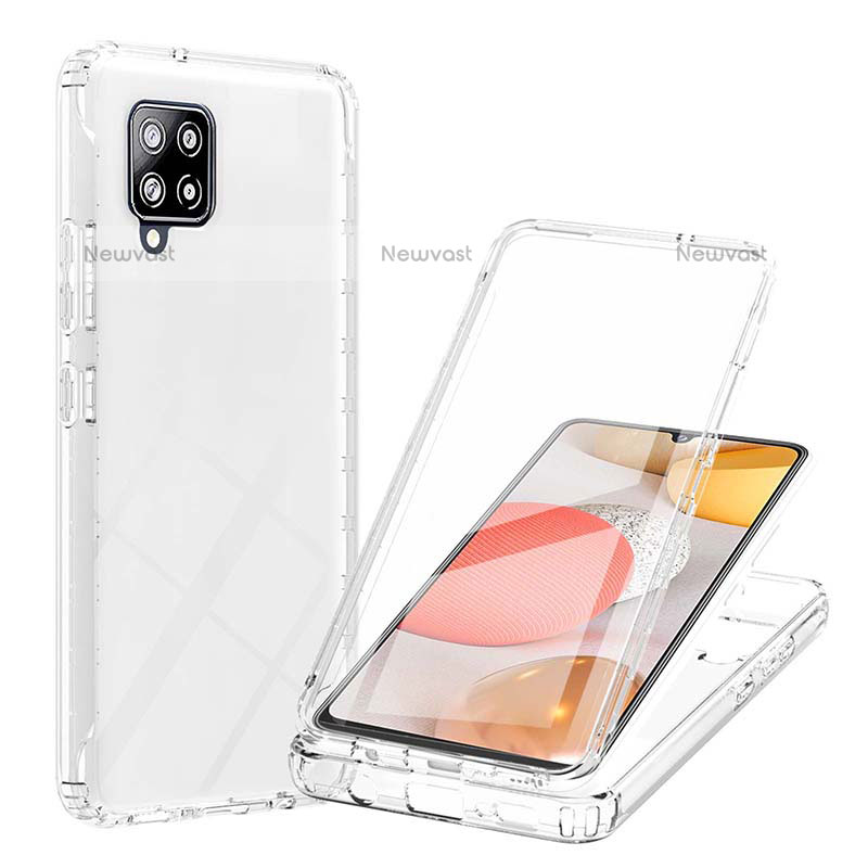 Ultra-thin Transparent Gel Gradient Soft Matte Finish Front and Back Case 360 Degrees Cover YB1 for Samsung Galaxy A42 5G Clear