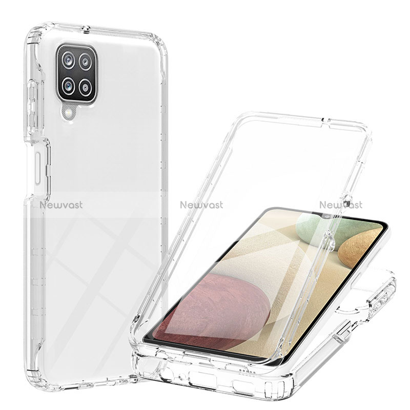 Ultra-thin Transparent Gel Gradient Soft Matte Finish Front and Back Case 360 Degrees Cover YB1 for Samsung Galaxy M12 Clear