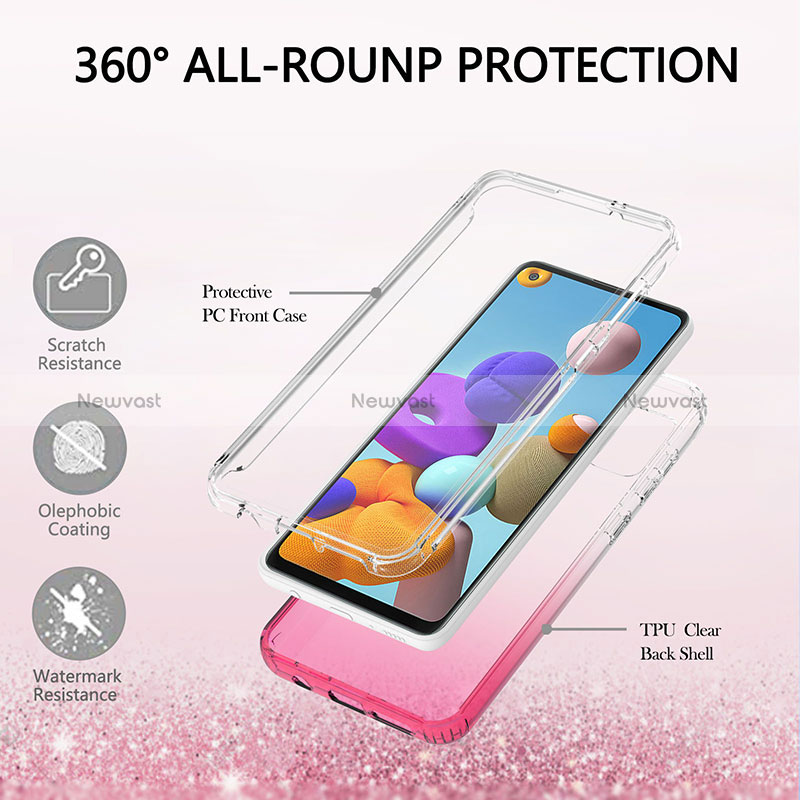 Ultra-thin Transparent Gel Gradient Soft Matte Finish Front and Back Case 360 Degrees Cover YB2 for Samsung Galaxy A21s