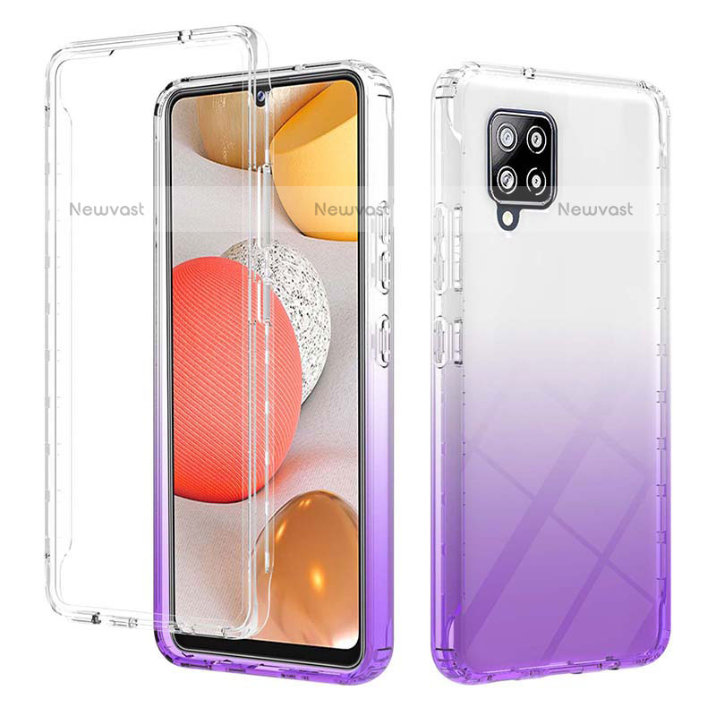 Ultra-thin Transparent Gel Gradient Soft Matte Finish Front and Back Case 360 Degrees Cover YB2 for Samsung Galaxy A42 5G Purple