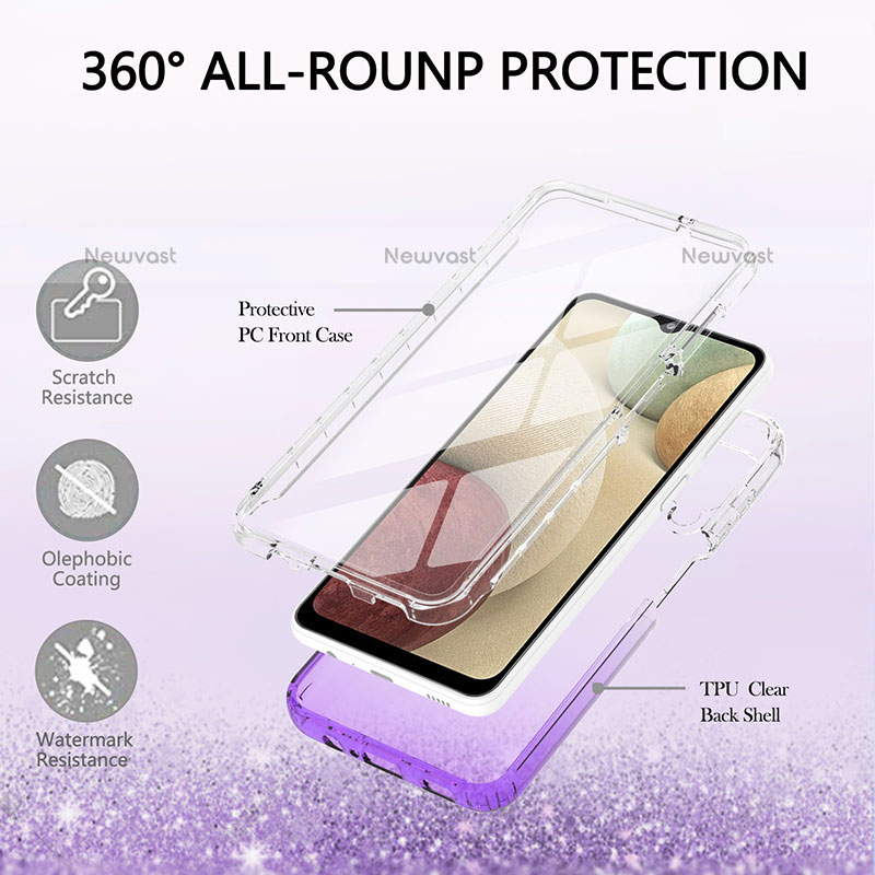 Ultra-thin Transparent Gel Gradient Soft Matte Finish Front and Back Case 360 Degrees Cover YB2 for Samsung Galaxy F12