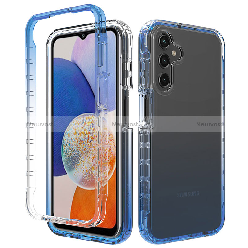 Ultra-thin Transparent Gel Gradient Soft Matte Finish Front and Back Case 360 Degrees Cover ZJ1 for Samsung Galaxy A14 5G Blue