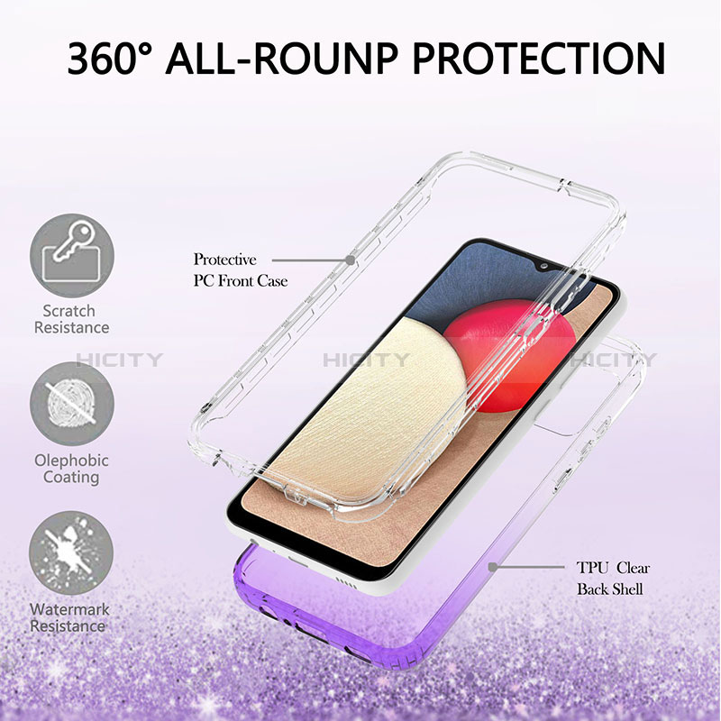 Ultra-thin Transparent Gel Gradient Soft Matte Finish Front and Back Case 360 Degrees Cover ZJ2 for Samsung Galaxy A03s