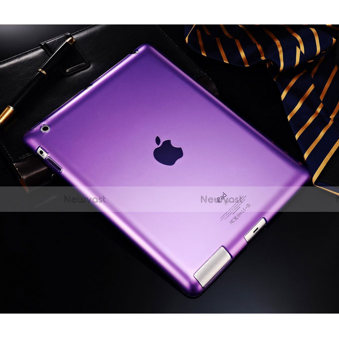 Ultra-thin Transparent Gel Soft Case for Apple iPad 2 Purple