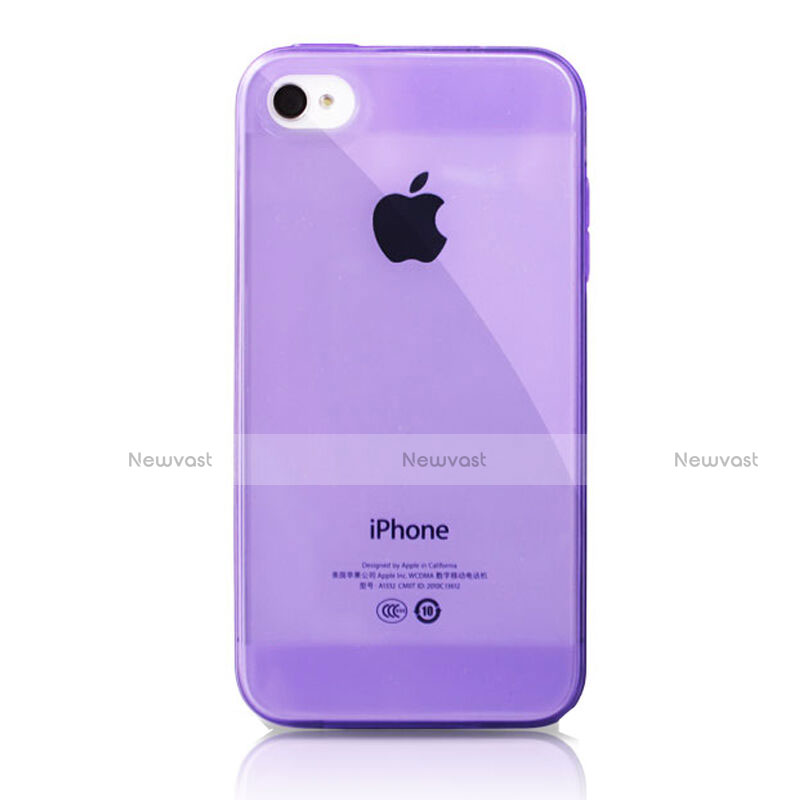 Ultra-thin Transparent Gel Soft Case for Apple iPhone 4 Purple