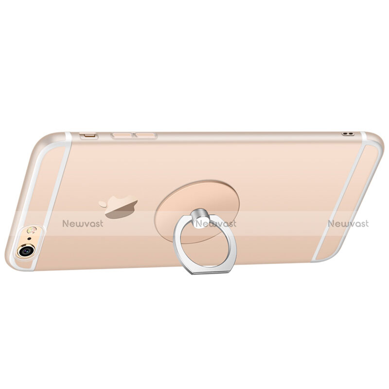 Ultra-thin Transparent Gel Soft Case with Finger Ring Stand for Apple iPhone 6S Plus Clear
