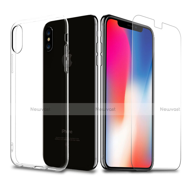 Ultra-thin Transparent Gel Soft Case with Screen Protector for Apple iPhone X Clear