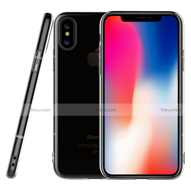 Ultra-thin Transparent Gel Soft Case with Screen Protector for Apple iPhone X Clear