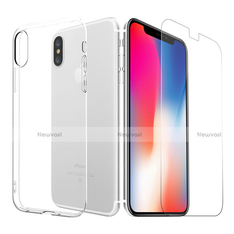 Ultra-thin Transparent Gel Soft Case with Screen Protector for Apple iPhone Xs Clear